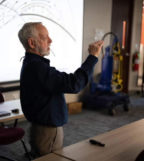 Bob Jennings presenting pump training material