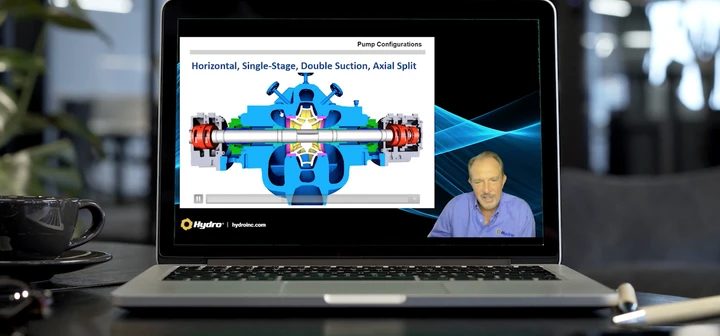 Online pump training course shown on a laptop